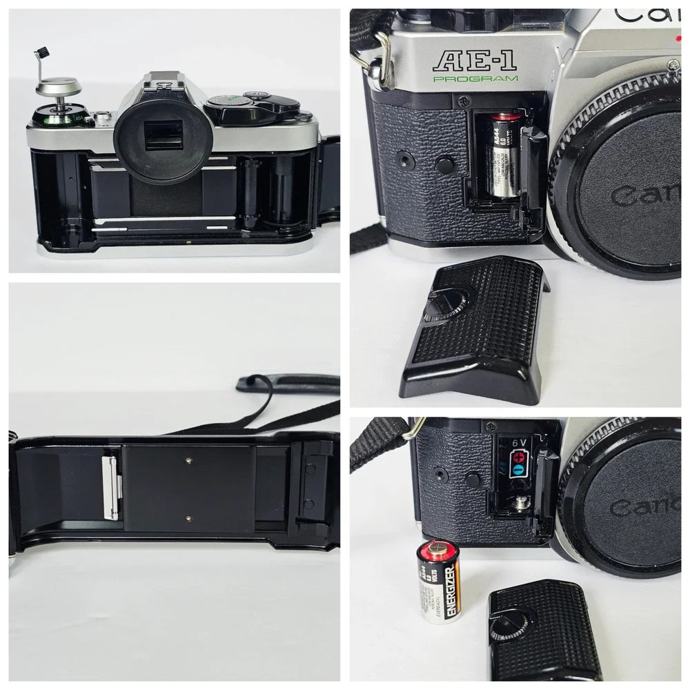 80s Vintage Canon AE-1 Program 35mm‎ SLR Film Camera Kit w/ Lenses Flash and Bag